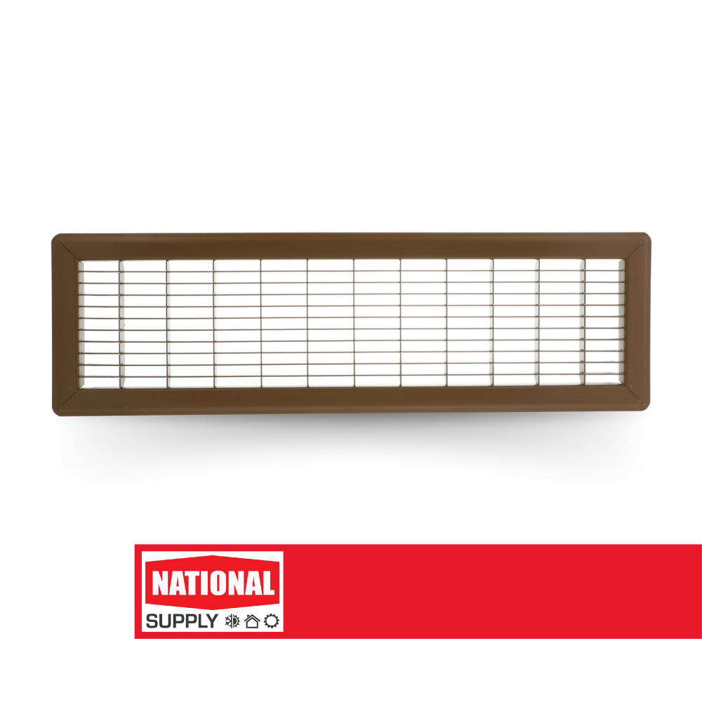Return Air Floor Grille, 6" x 24", Steel, Brown