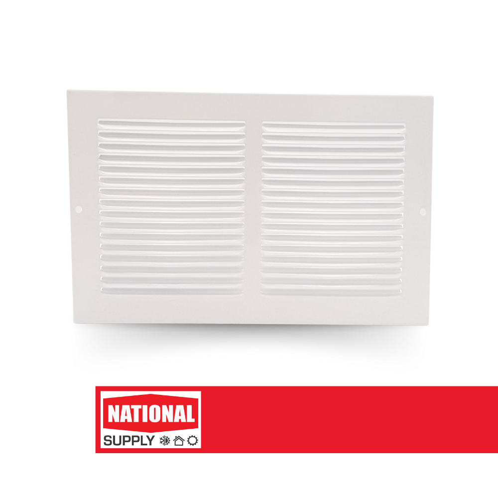 Return Air Baseboard Grille, 10" x 6", Steel, White