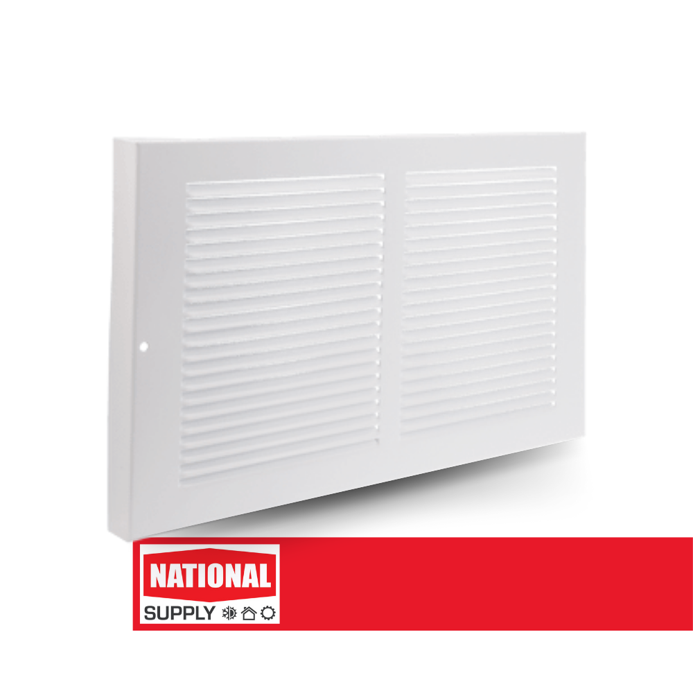 Return Air Baseboard Grille, 10" x 8", Steel, White