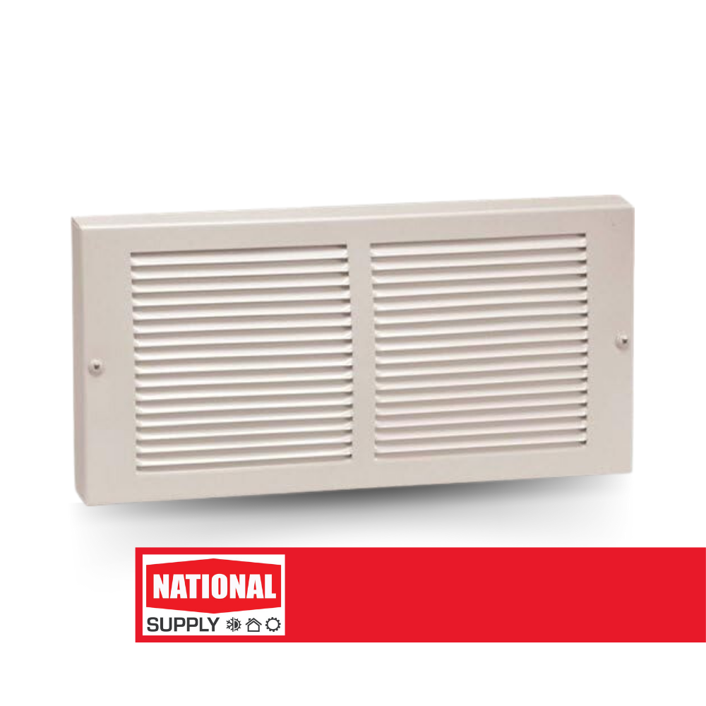 Return Air Baseboard Grille, 12" x 6", Steel, White