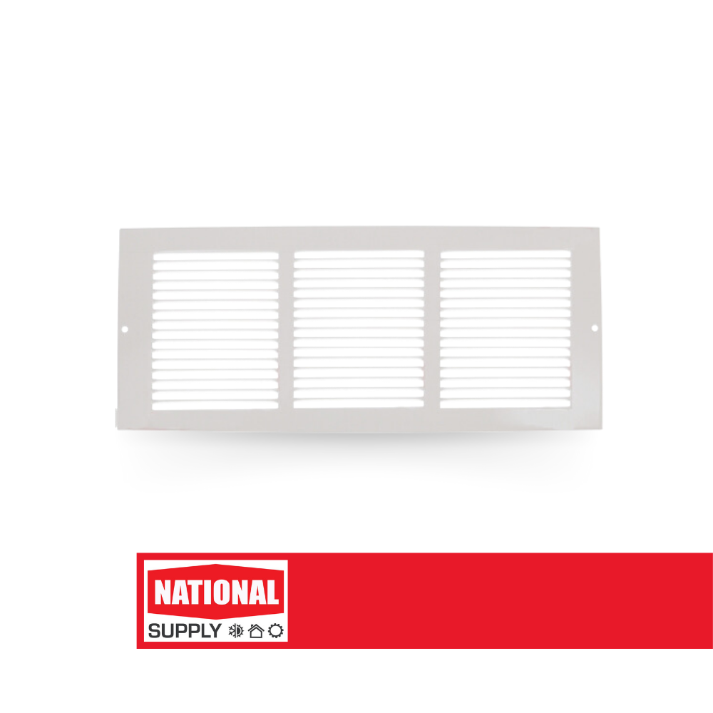 Return Air Baseboard Grille, 16" x 6", Steel, White