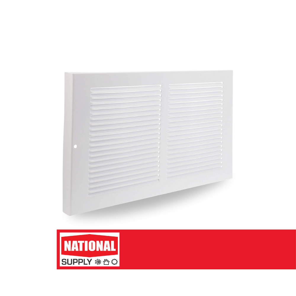 Return Air Baseboard Grille, 16" x 8", Steel, White
