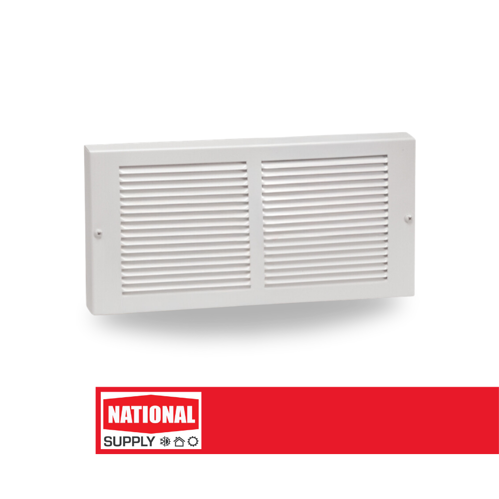 Return Air Baseboard Grille, 18" x 6", Steel, White
