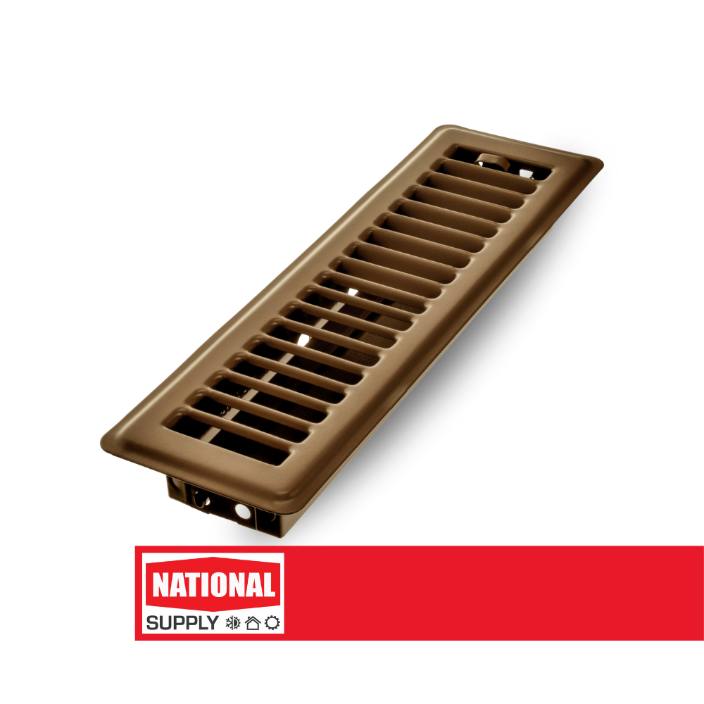 Floor Register, 2.25" x 10", Steel, Brown