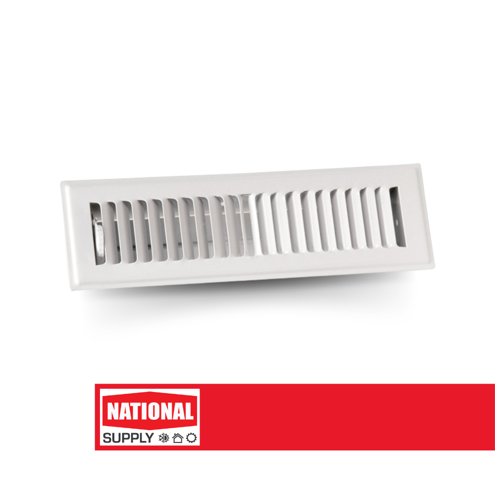 Floor Register, 2.25" x 10", Steel, White