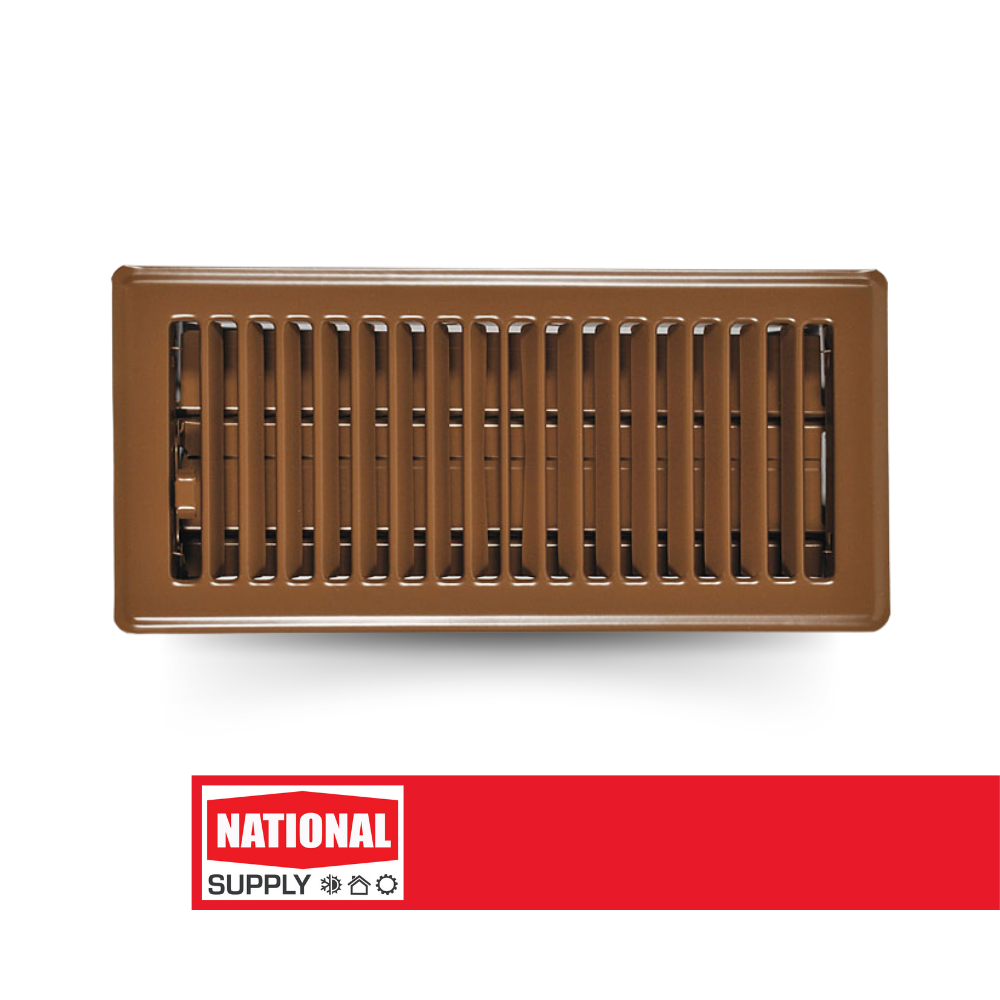Floor Register, 4" x 12", Steel, Brown