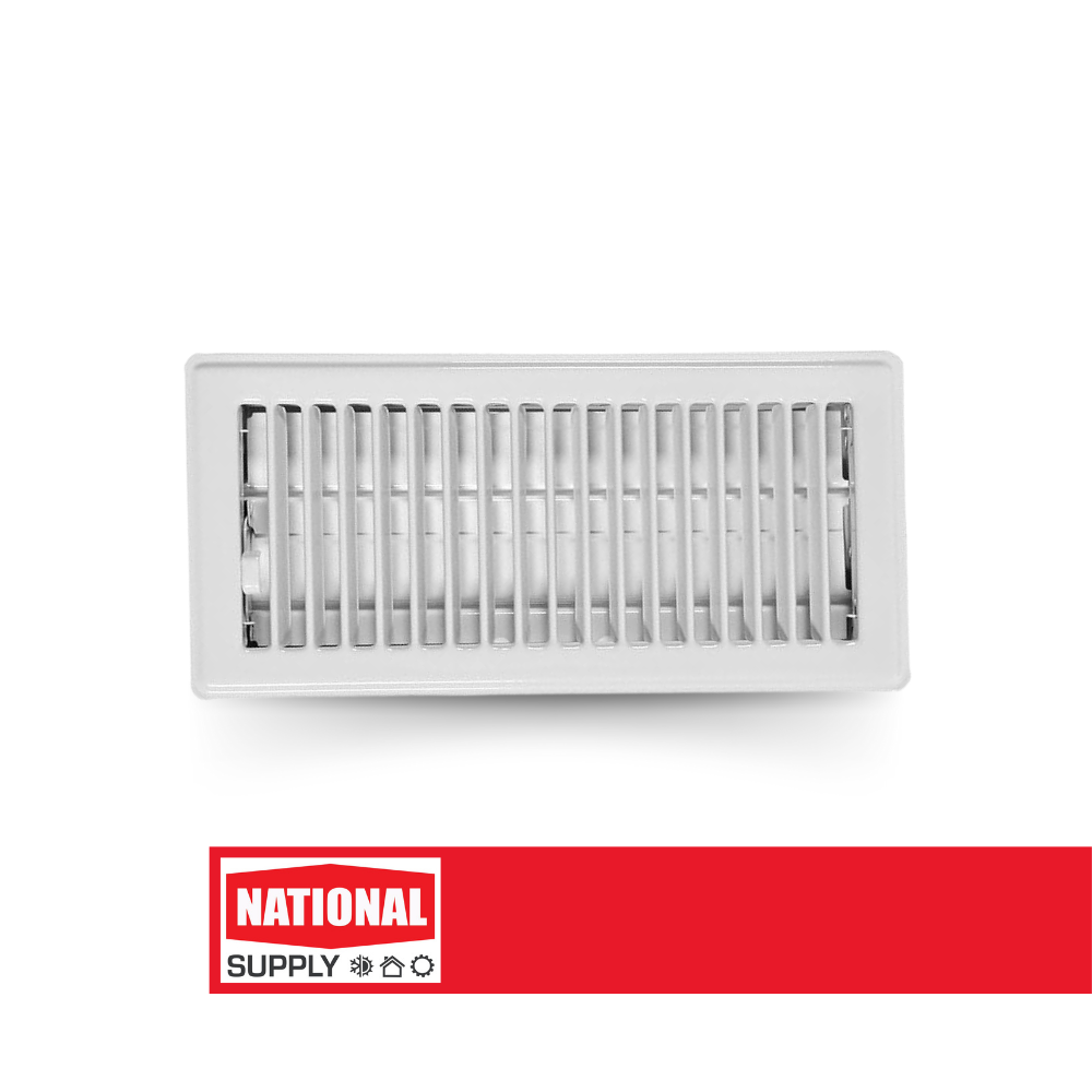 Floor Register, 4" x 12", Steel, White