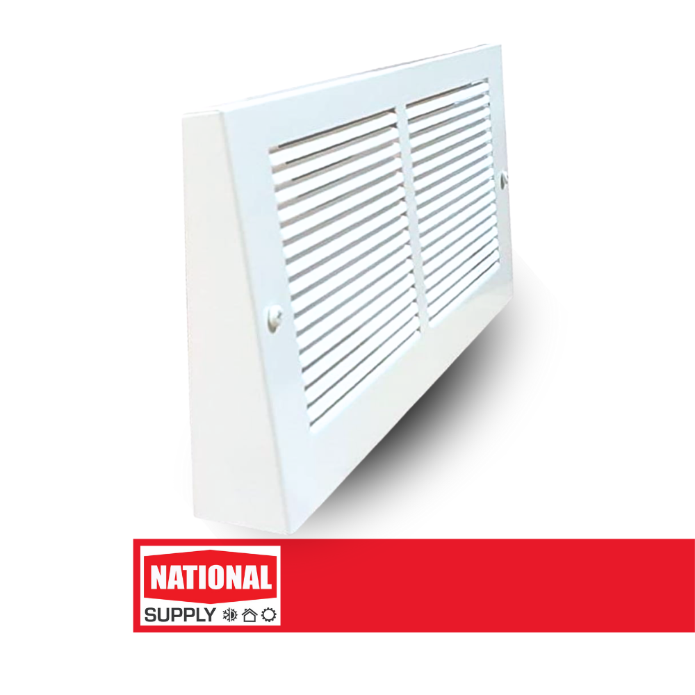 Baseboard Grille, 2" Projection, 30" x 8", Steel, White