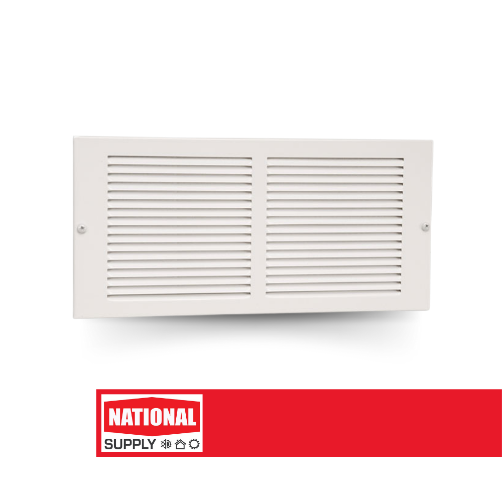 Return Air Sidewall Grille, 12" x 8", Steel, White