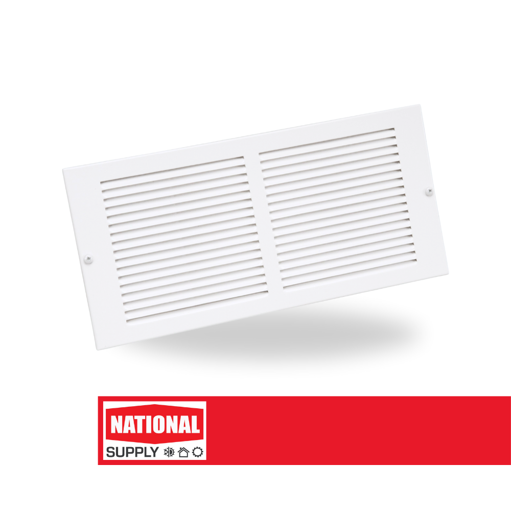 Return Air Sidewall Grille, 14" x 6", Steel, White