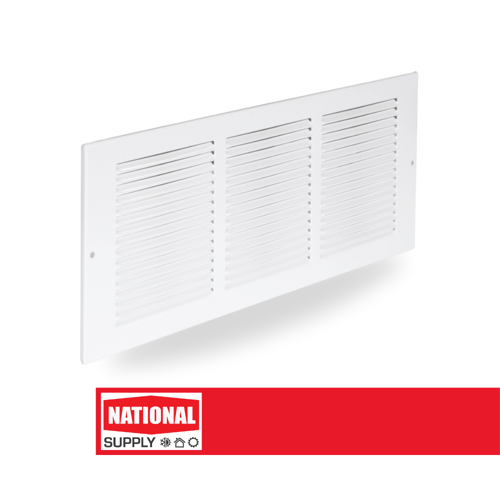 Return Air Sidewall Grille, 16" x 6", Steel, White
