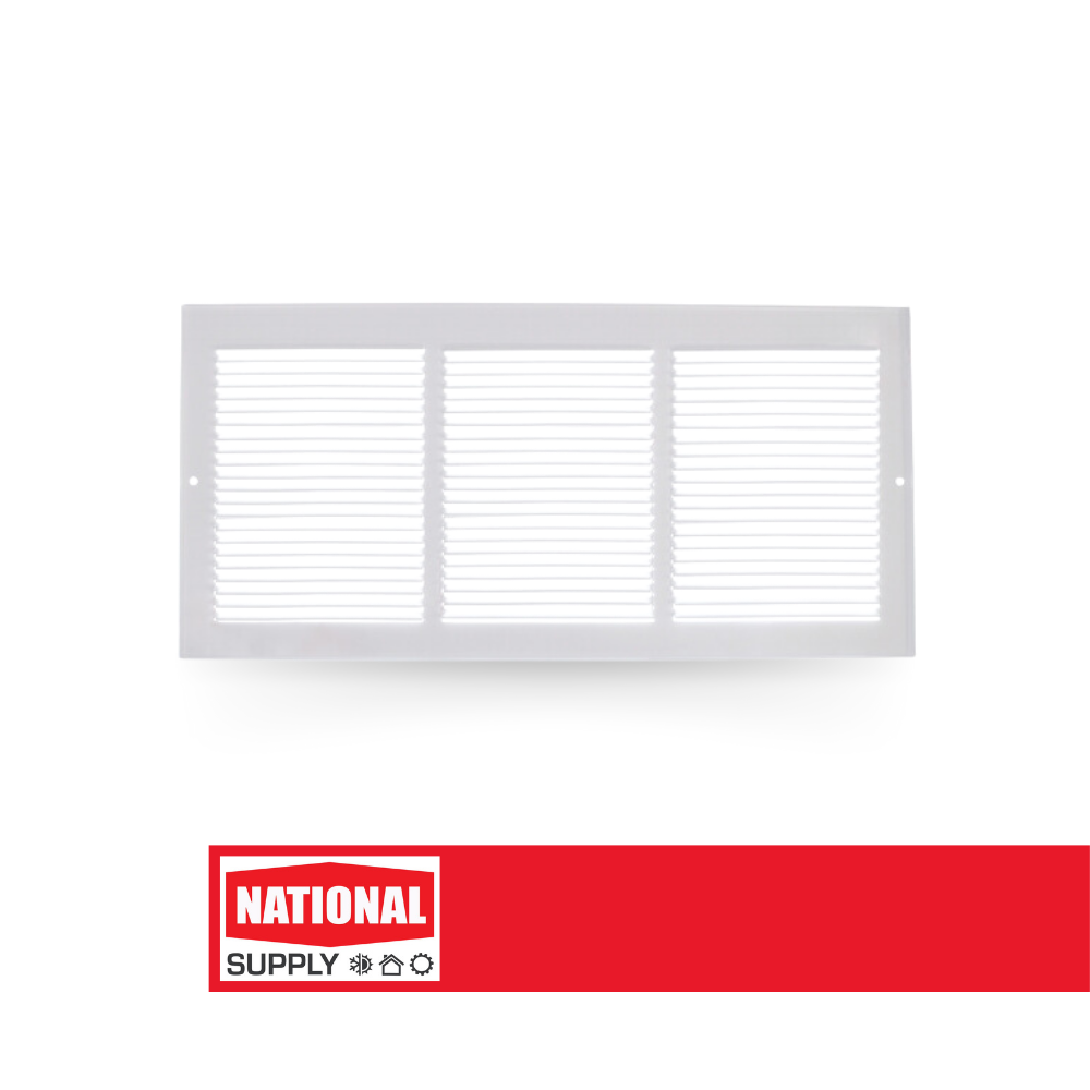 Return Air Sidewall Grille, 18" x 8", Steel, White