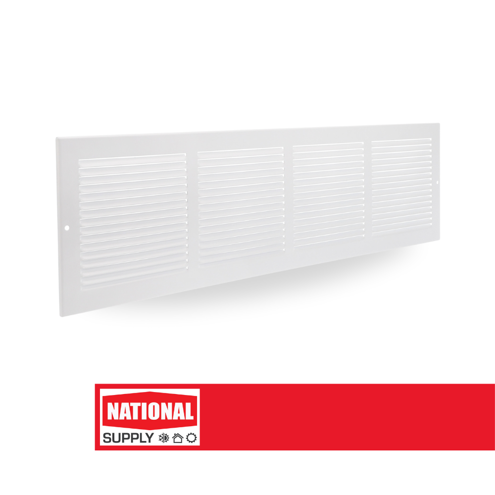 Return Air Sidewall Grille, 24" x 6", Steel, White
