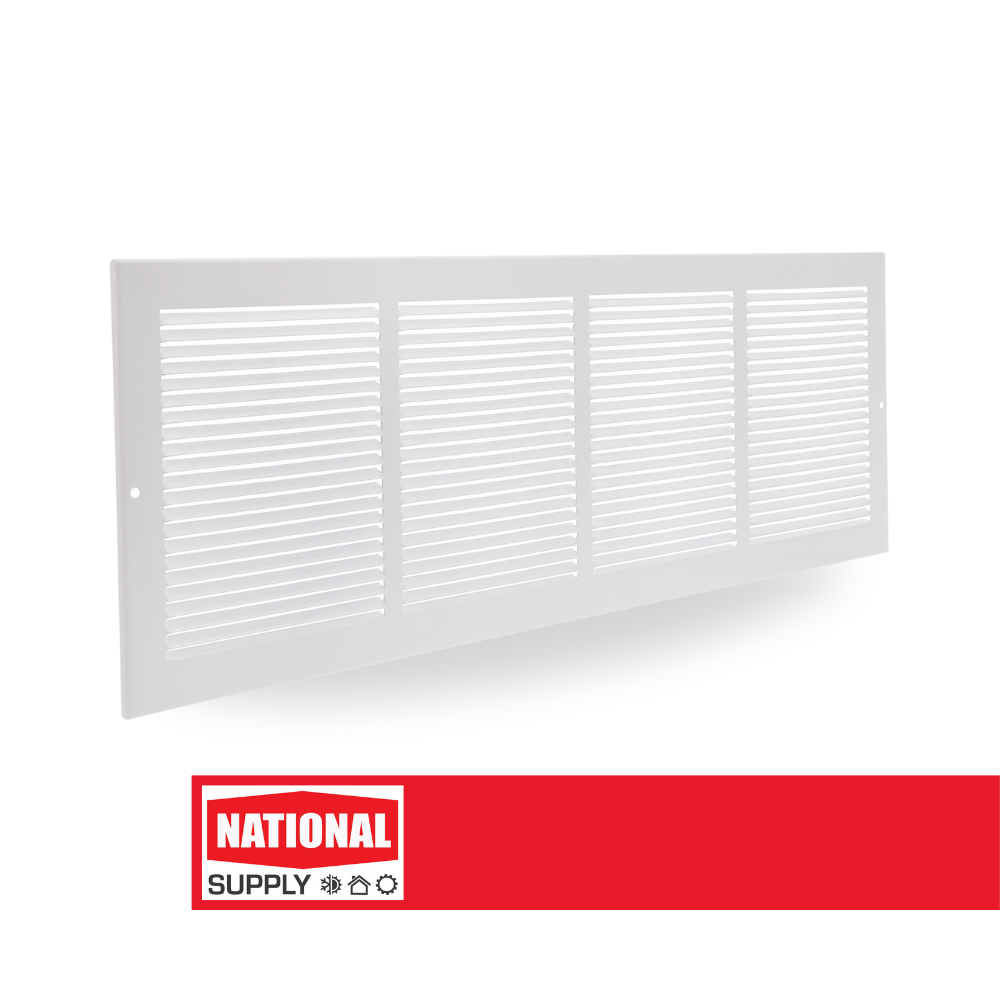 Return Air Sidewall Grille, 24" x 8", Steel, White