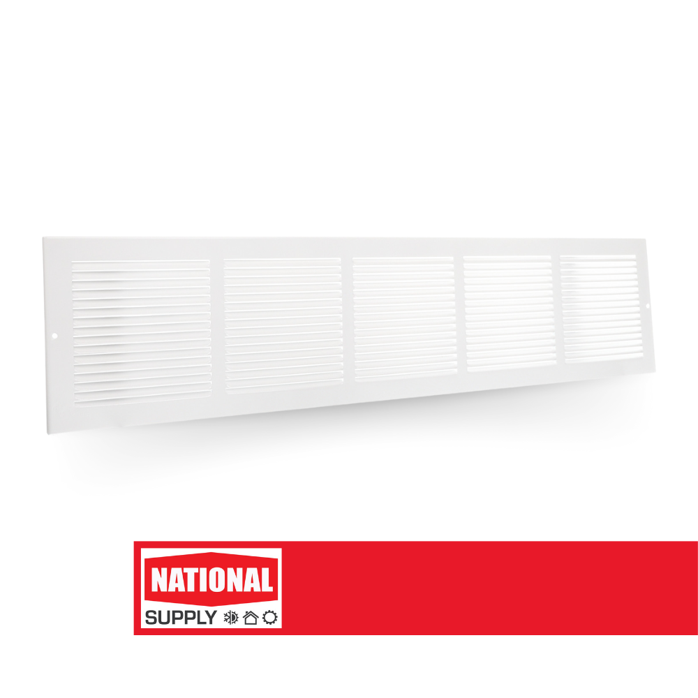 Return Air Sidewall Grille, 30" x 6", Steel, White