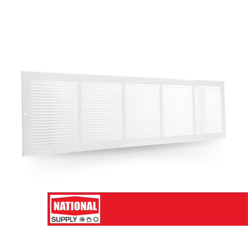 Return Air Sidewall Grille, 30"x 8", Steel, White