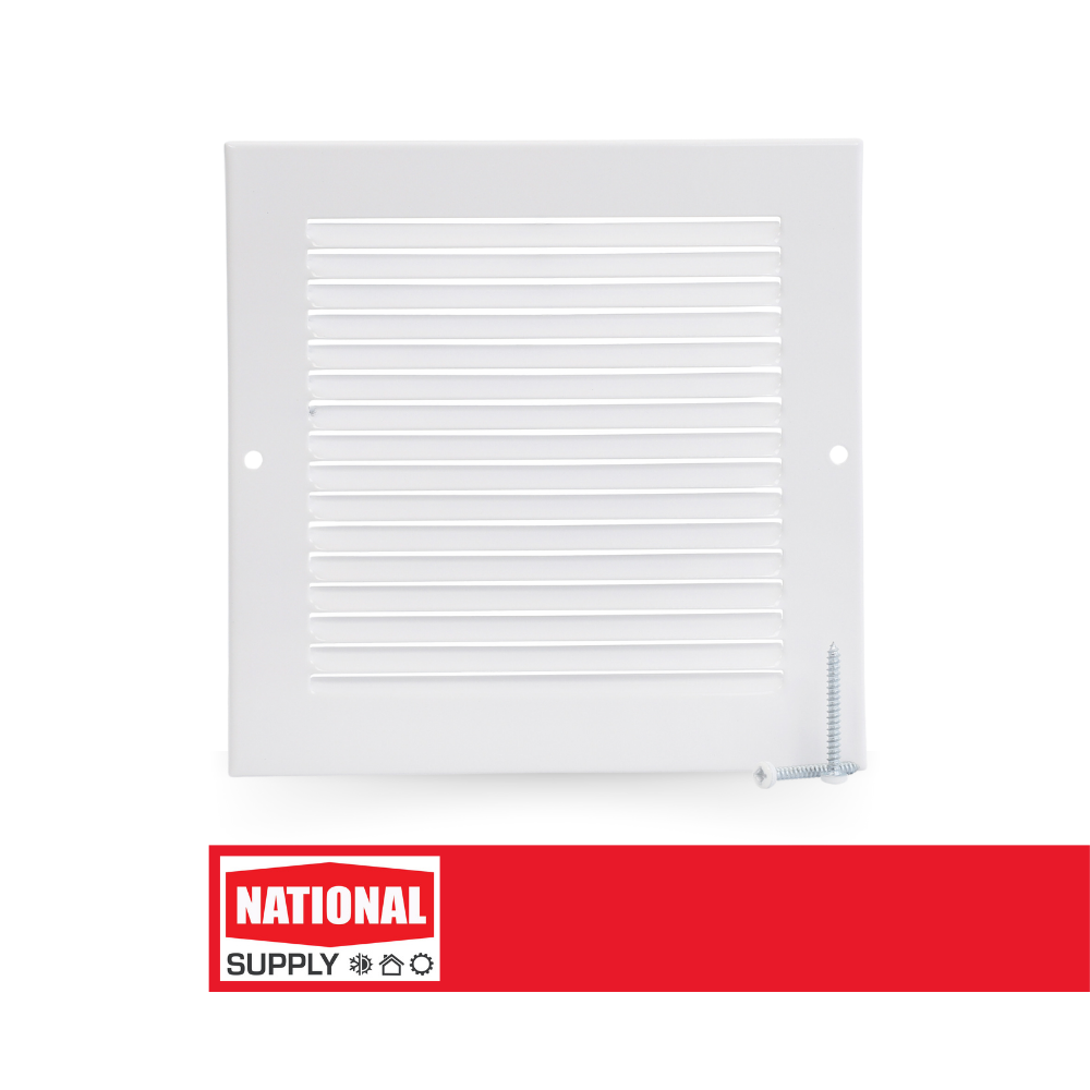 Return Air Sidewall Grille, 6" x 6", Steel, White