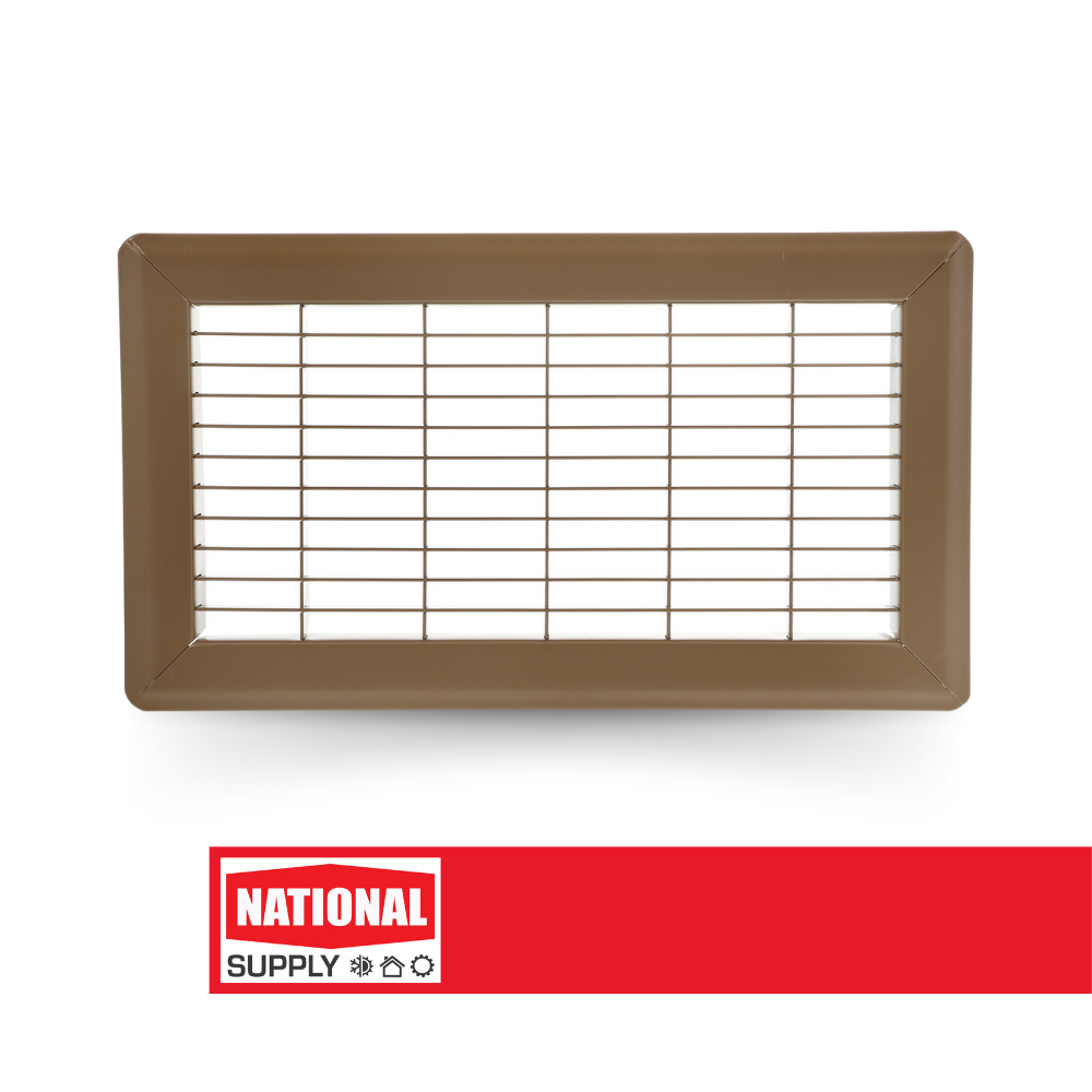Return Air Floor Grille, 6" x 12", Steel, Brown