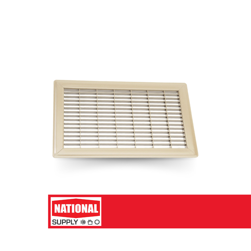 Return Air Floor Grille, 6" x 14", Steel, Beige