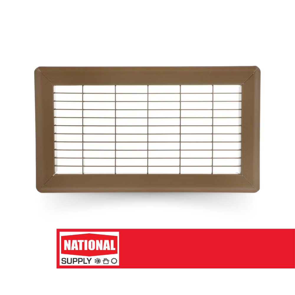 Return Air Floor Grille, 6" x 18", Steel, Brown
