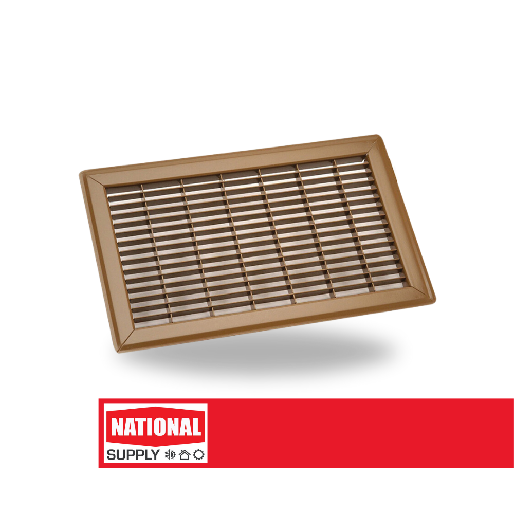Return Air Floor Grille, 8" x 14", Steel, Brown