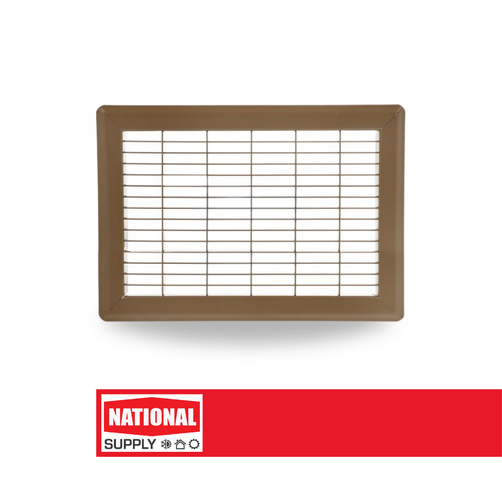 Return Air Floor Grille, 8" x 18", Steel, Brown
