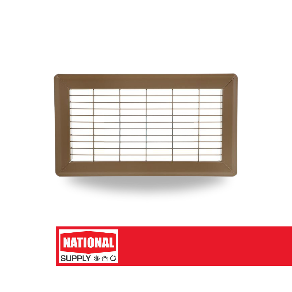 Return Air Floor Grille, 8" x 20", Steel, Brown