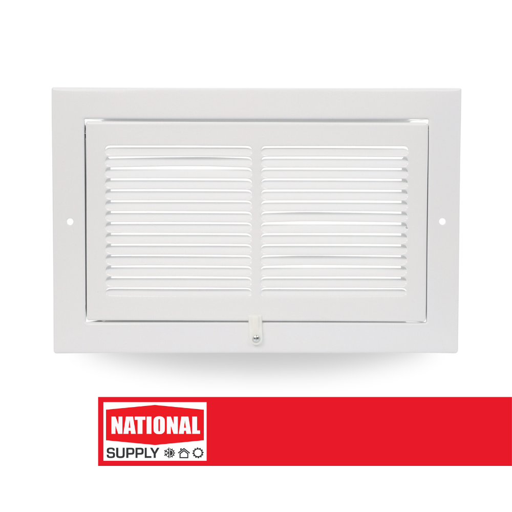 Return Air Sidewall Filter Grille, 10" x 6", Steel, White