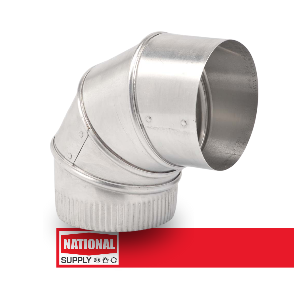 8" Adjustable Elbow, 90 deg., 26 GA Galvanized Steel