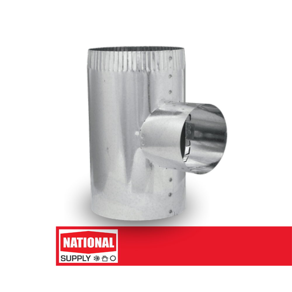 Tee Straight, 6" - 6" - 4", 30 GA Galvanized Steel