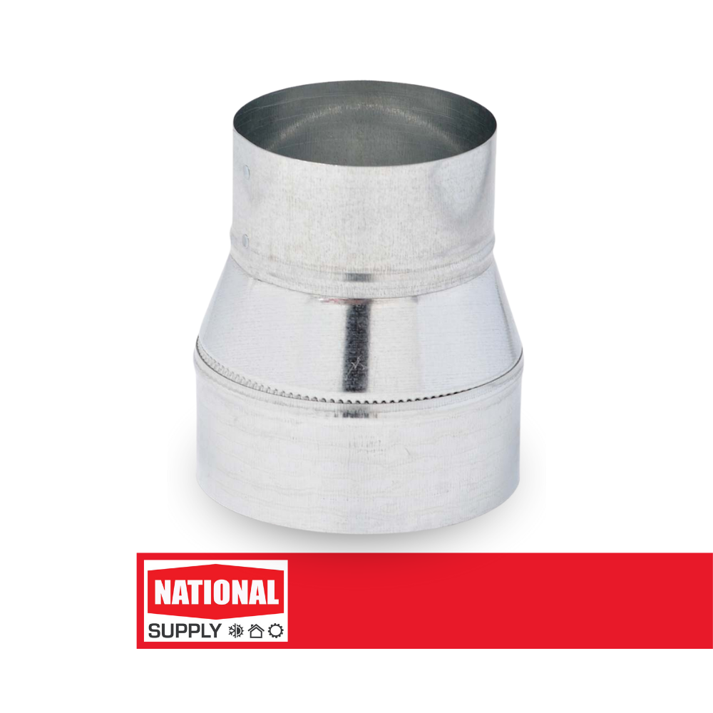 9" - 8" Reducer Plain, 26 GA Galvanized Steel